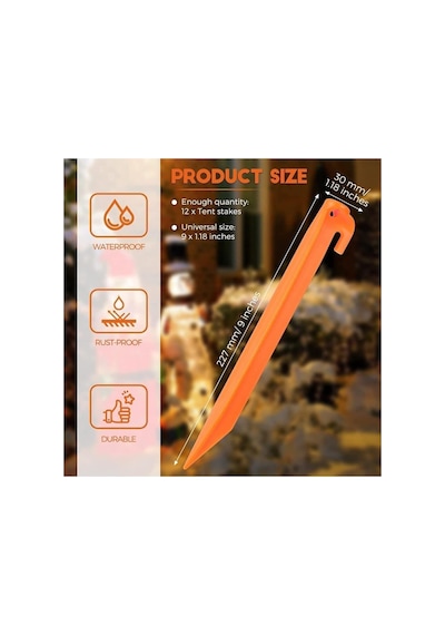 Abs Çadır Kazığı -23cm 6 Adet Turuncu