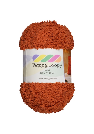 Happy Loopy Yarn - 100g / 100m %100 Polyester Buklet Örgü İpi - Kiremit