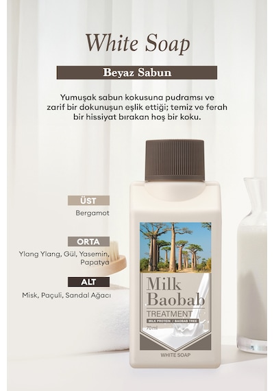Yıpranmış Saçı Onaran Nemlendirici Saç Kremi Mılk Baobab Original Treatment White Soap 70ml