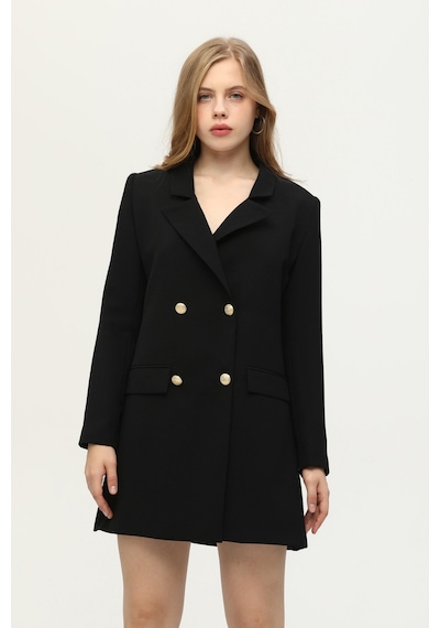 Feminist Astarlı Düğme Kapamalı Blazer Ceket 0105123.01 Siyah