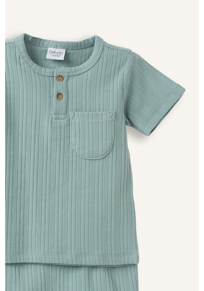 Defacto Kısa Kollu Üst Şort Alt 2li Pijama Takımı Erkek Bebek H5378a526hsgn1109 Yeşil-gn1109