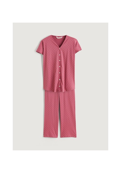 Lcw Dream Bordo V Yaka Desenli Hamile Pijama Takımı