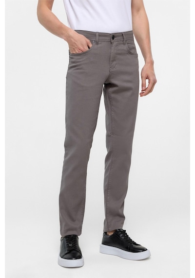 Süvari Gri Slim Fit 5 Cep Kalıp Armürlü Kanvas Pantolon