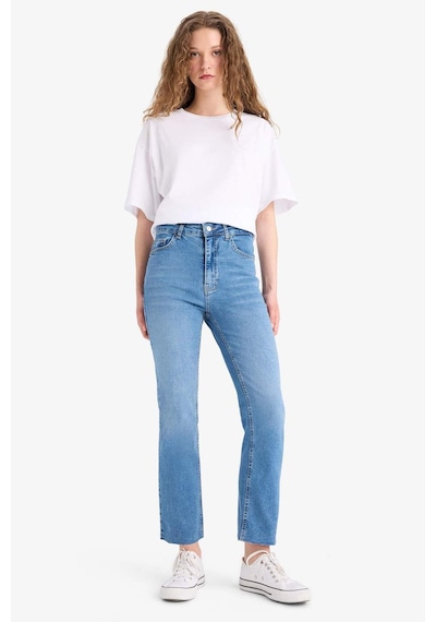 DeFacto Crop Flare Fit Yüksek Bel Bilek Boy Jean Yıkamalı Pantolon E8018AX25SMNM28