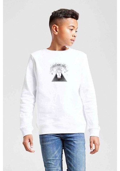 Tshirthane I Need More Space Baskılı Unisex Çocuk Beyaz Sweatshirt Beyaz