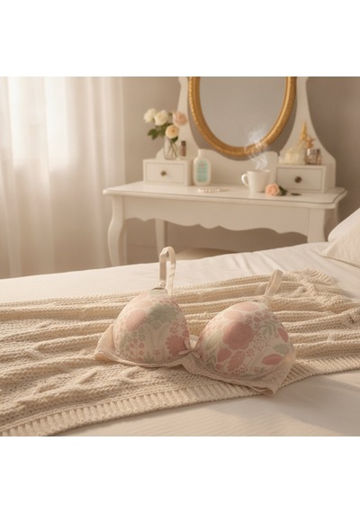 Bonbon Kadın Dantelli Çiçek Desenli Emzirme Sütyeni Bb2735 Ekru