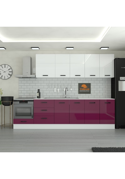290 Cm Mutfak Dolabı Mdf Kapak Tezgah Dahil Yrkn290 102 Mürdüm