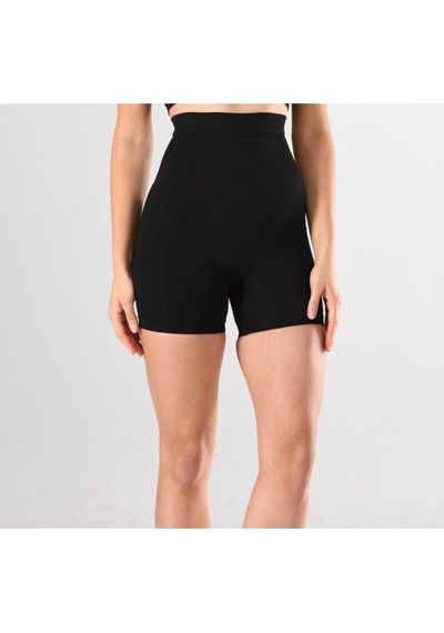 Nacar Store Kadın 1 Beden Küçülten Yüksek Bel Boxer Slikonlu Siyah Renk Dikişsiz Korse