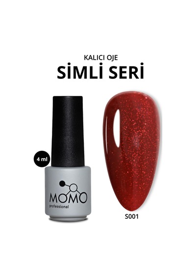 Momo Professional Kalıcı Oje S001 Simli Koyu Kırmızı 4 Ml
