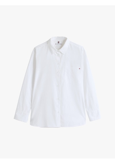 Tommy Hilfiger Ess Poplın Easy Fıt Shırt Kadın Beyaz Gömlek - Ww0ww45612 Beyaz