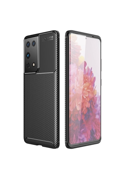 Samsung Uyumlu Galaxy S21 Ultra Kılıf Focus Karbon Kamera Korumalı Kılıf