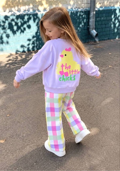 Toikids Kız Çocuk Desenli Sweatshırt Kareli Pantolon 2 Li Takım Çok Renkli