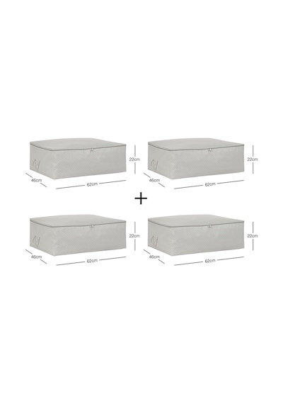 Ocean Home Textile 4'lü Büyük Boy Gri Balıksırtı Baza Altı Hurç Set 62 X 46 X 22 Cm Gri