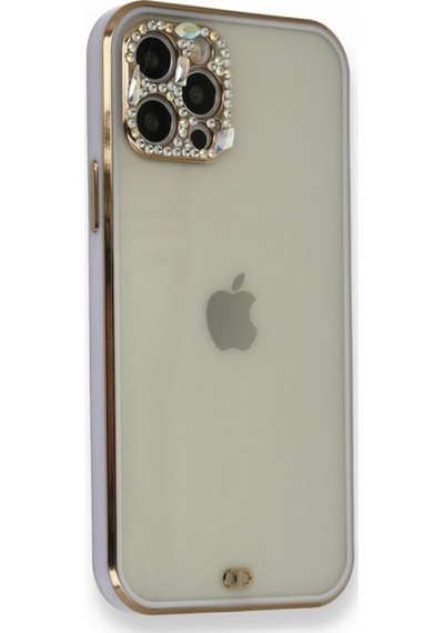 Newface Apple Uyumlu iPhone 12 Pro Kılıf Liva Taşlı Silikon - Mor mor
