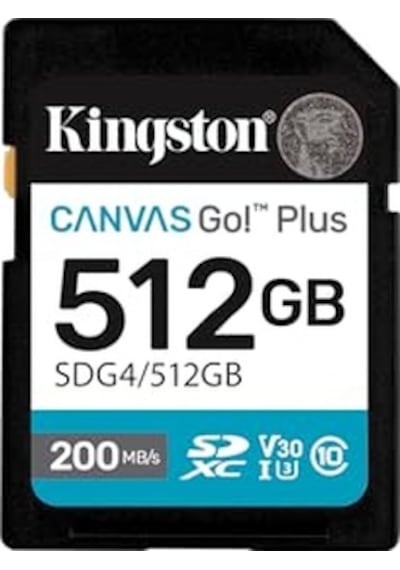 Kingston Canvas Go Plus Sdxc Hafıza Kartı Gen4 200 Mb/sn C10 Uhs-ı U3 V30 512 Gb-sdg4/512 Gb