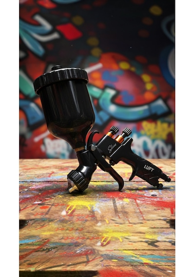 Ab34 Black Shine Üstten Depolu Profesyonel Boya Tabancası - 1.3 Mm - 600 Ml