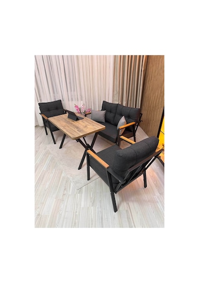 Houseart Balkon ,bahçe , Teras , Cafe ,salon , Metal Kanepe , Metal Kanepe Koltuk ,oturma Takımı 2-1-1 , Yemek Masası , Orta Masa Antrasit