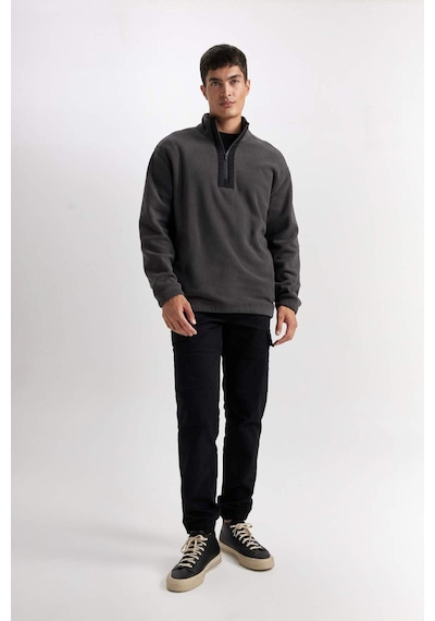 DeFacto Relax Fit Dik Yaka Fermuarlı Polar Sweatshirt D2688AX24AUAR9