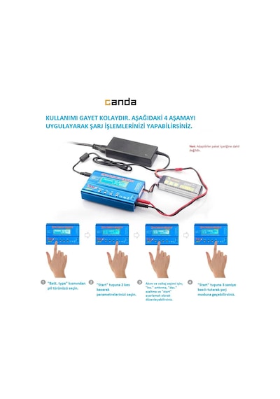 Candagrup Imax B6 80W Adaptörlü Rc Lityum Pil Şarj Cihazı 18650 Pil Şarj
