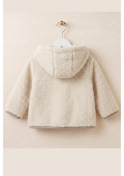 Wofim Kids Çocuk Kapüşonlu Peluş Mont Ekru