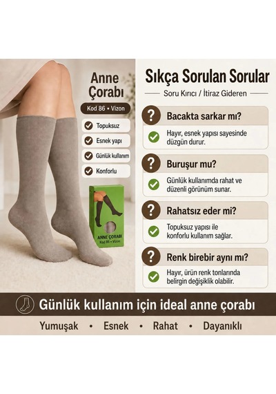 Çorap Giyim Kadın 70 Denye 12'li Kalın Anne Çorabı Dizaltı Topuksuz Esnek Günlük Kullanım Çorabı Ten Siyah Bronz Vizon