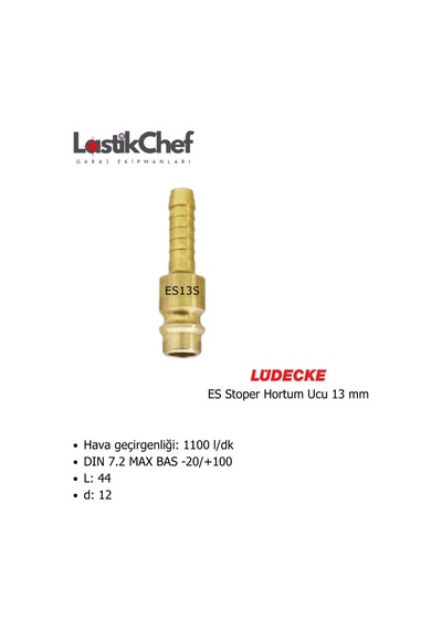 Lüdecke Es13s Es Stoper Hortum Ucu 13 Mm