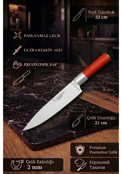 Red Craft Seri Mutfak Bıçak Seti Et Sebze Şef Bıçağı 4 Lü Mtf-325 Kırmızı