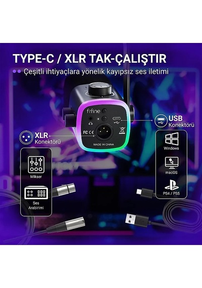 Fifine Ampligame Am9 Hibrit Usb/xlr Yayıncı Mikrofon Seti