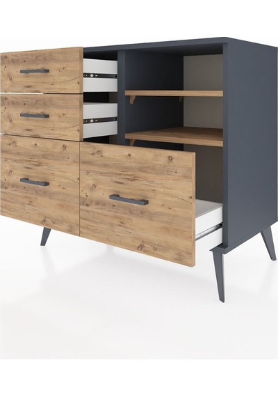 Hyperion Şifonyer 2 Raflı 4 Çekmeceli 88x44x80 Antrasit-çam Çam Hyperion Şifonyer 2 Raflı 4 Çekmeceli 88x44x80 Antrasit-çam Çam