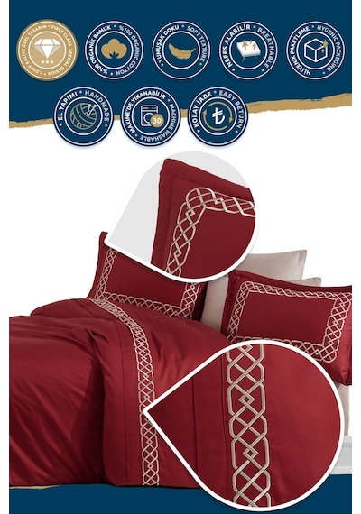 Nazik Home Vienza Bordo Nevresim Takımı Çk Bordo