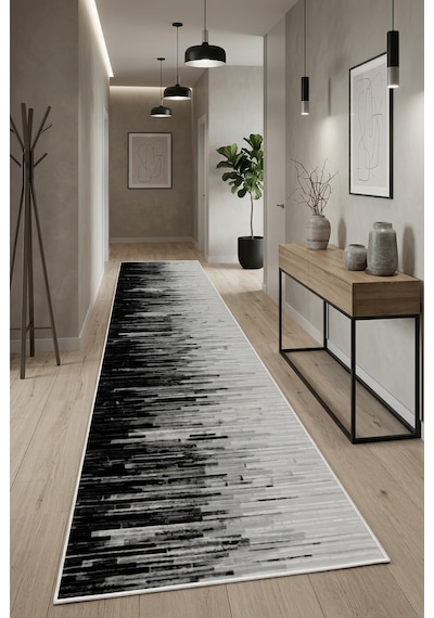 Modern Desen Dijital Baskılı Yıkanabilir Kaymaz Taban Salon Oturma Odası Antre Koridor Halısı gri