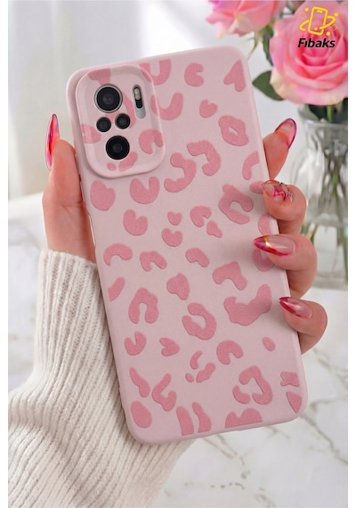 Fibaks Redmi Note 10/10s Uyumlu Kılıf Pembe Leopar Şık Tasarımlı Premium İnce Soft Silikon