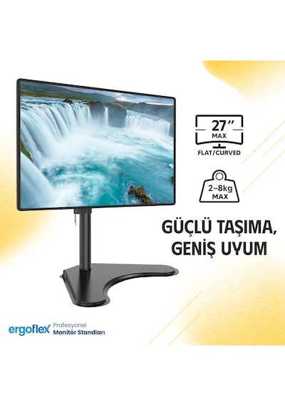 Ergoflex EF71 Steel Design 2-8 kg Tek Kol Asansörlü 13"-32" Desktop Monitör Standı