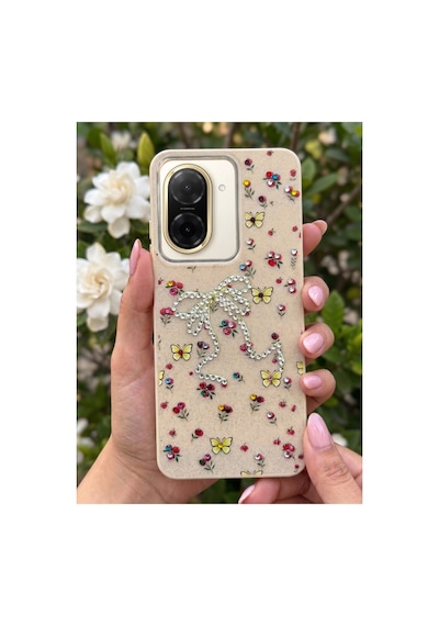 Redmi A5 4g Taşlı Desenli Fiyonk Silikon Kılıf Altın