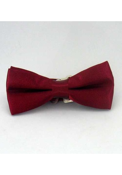 Bordo Çocuk Boy Düz Renk Saten Papyon - Cp-04