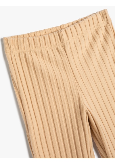 Koton İspanyol Paça Pantolon Ribanalı Beli Lastikli Deve Tüyü 4wkg40112ak Taba