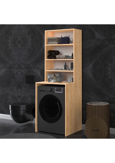 Asra Trend Çamaşır Makinesi Üstü Banyo Dolabı BD-04 %100 MDF 4 Katlı Organizer Raf Safir Meşe Asra Trend Çamaşır Makinesi Üstü Banyo Dolabı BD-04 %100 MDF 4 Katlı Organizer Raf Safir Meşe