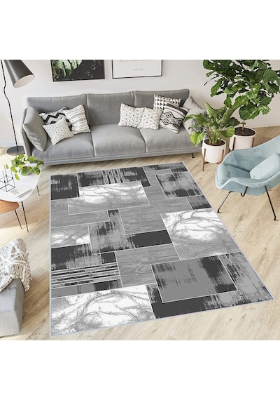 Rovigo Home Dijital Baskı Yıkanabilir Kaymaz Taban Salon Halısı Rvg0390 Gri