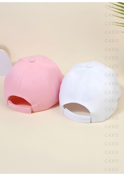 Caxis Spor Şapka Unisex 2 Adet Arkası Cırtlı Ayarlanabilir Tozpembe - Beyaz