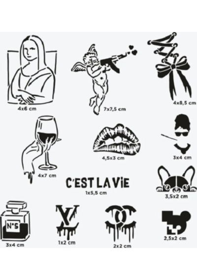 One Spray Tattoo City Pack - Paris Stencil Set 7 Designs Diğer