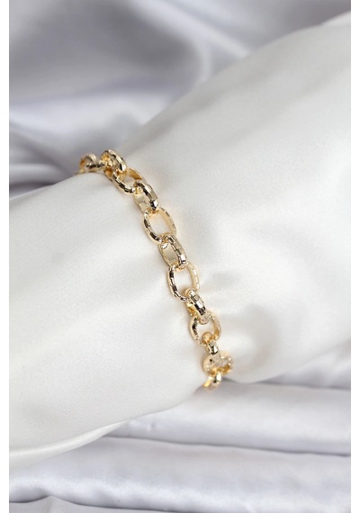 14k Gold Renk Kaplama Lazerli Zincir Model Cm Kadın Bileklik Çok Renkli