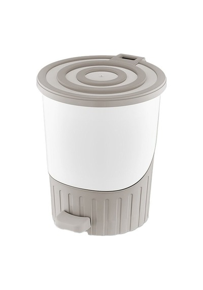 Dünya-01069-407 Pastel Çöp Kovası Plastik 260x230x275mm 8lt Pedallı Kum Beji Lüx - 6'li Paket