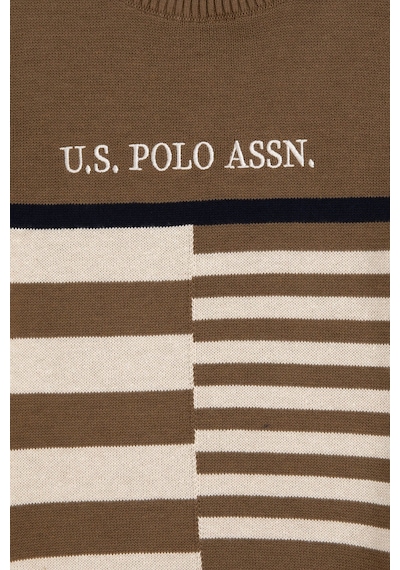 U.S. Polo Assn. Erkek Çocuk Haki Bisiklet Yaka Kazak 50293025-VR027