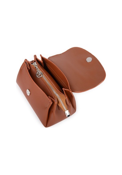 Nas Bag Kadın Mini Sade Şık Omuz Ve Postacı Çapraz Çanta En 20 Cm Boy 10 Cm Taba Taba - A.taba