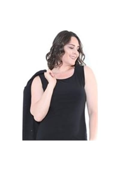 Ladies First Büyük Beden 3115 Siyah Ceket+Atlet Abiye Ikili Takım