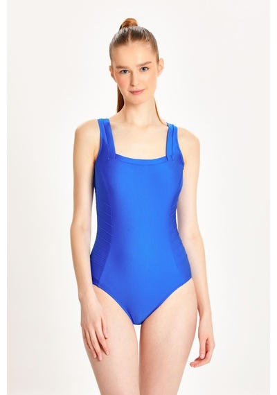 Too Salty Swimwear Kadın Saks Nervürlü Kare Yaka Toparlayıcı Mayo 24s127st Saks