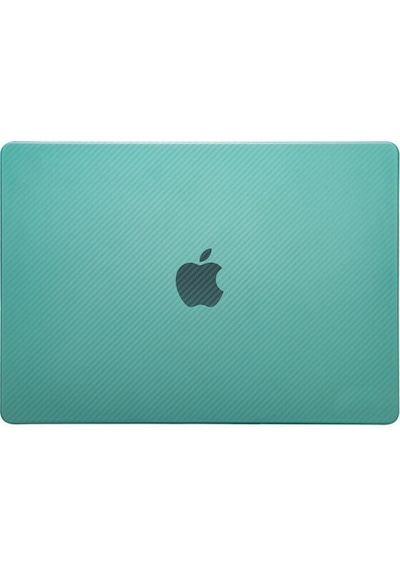 Arabulalaca Apple Uyumlu MacBook Pro 14 A2779 2023 Karbon Desen Kılıf Su Yeşil