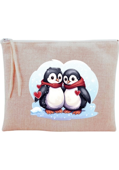 Penguen Baskılı Makyaj Çantası