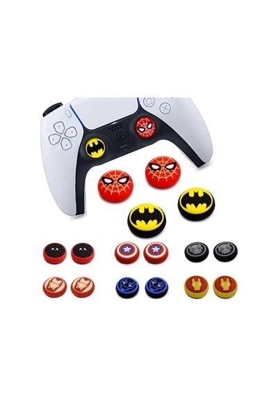 Desenli Sony Ps5/ps4/ps3 Analog Koruyucu Silikon Pad-kaptan Amerika Sarı