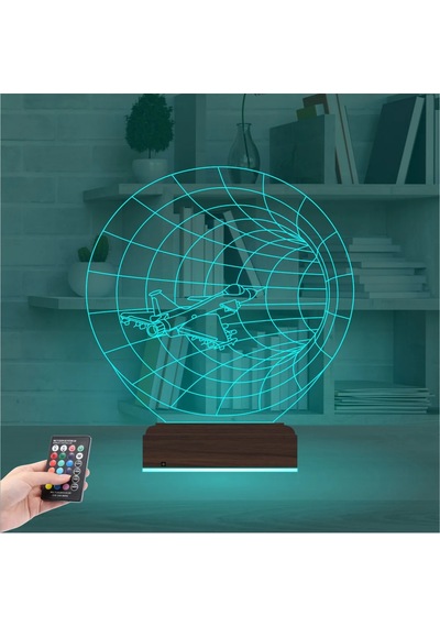 Luvivia Savaş Uçağı Pilot 3d Lamba - Masa Gece Lambası Şeffaf